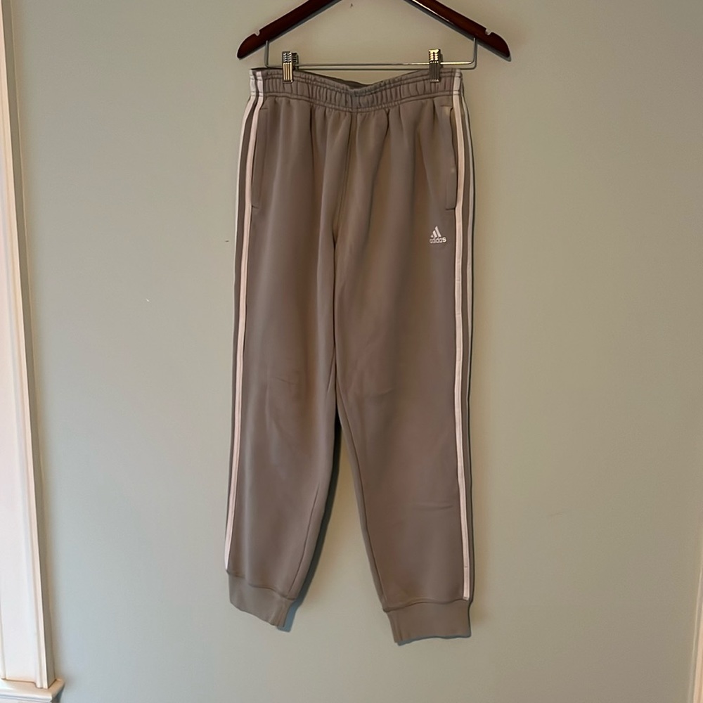 Adidas gray tri-striped sweatpants